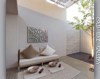 Arte de pared de metal, decoración de playa de coral, escultura oceánica, coral