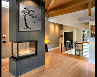 Gran arte mural abstracto de aluminio cepillado, escultura moderna de metal, Serengeti Solitude