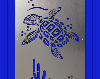 Arte de pared de metal con forma de tortuga marina, decoración para casa de playa