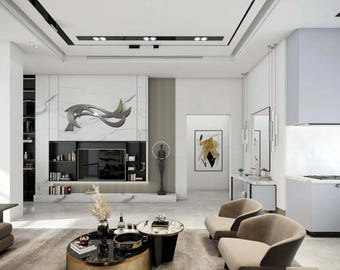 Arte mural de gran formato, Coleccionables, Escultura, Metal, Aluminio, Abstracto, Decoración de oficina, Brisa marina