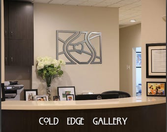 Arte de pared de metal extragrande, decoración, abstracto, contemporáneo, moderno, escultura de aluminio, Kauai