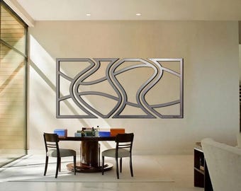 Arte de pared de metal extragrande, decoración, abstracto, contemporáneo, moderno, escultura de aluminio, Kauai