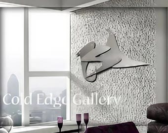 Gran arte mural abstracto de aluminio cepillado, escultura moderna de metal, Sochi