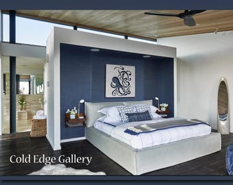 Escultura de pulpo de metal para pared, aluminio cepillado