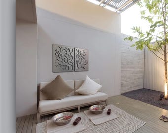Arte de pared de metal, decoración de playa de coral, escultura oceánica, coral