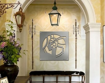 Arte mural de metal Art Déco, escultura de flapper de los años 20, jazz