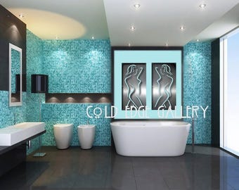 Gran arte mural abstracto de aluminio cepillado, escultura moderna de metal, desnudo