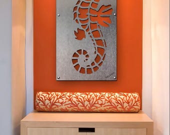 Océano, decoración de playa, arte de pared de metal, arte marino, baile de caballitos de mar antes del amanecer