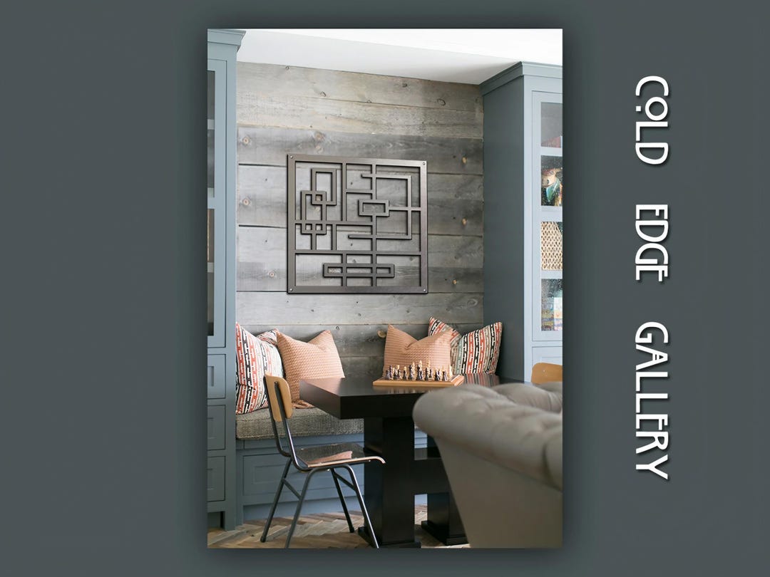 Brushed Aluminum Squared Wall Art, Contemporary Geometric Decor - Etsy