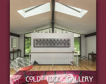 Escultura de pared de aluminio Art Déco, arte en metal, diseño floral con rayos de sol