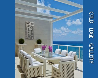 Arte mural metálico extragrande, decoración, abstracto, contemporáneo, moderno, escultura de aluminio, Islas Caimán