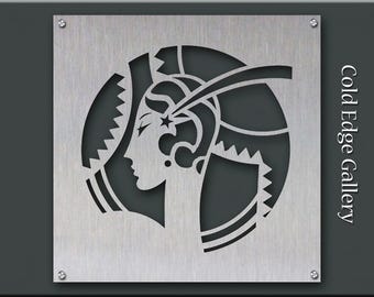 Arte mural de metal Art Déco, escultura de flapper de los años 20, jazz