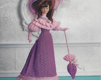 patron au crochet PDF-Southern Fashion poupée Barbie robe crochet vintage pattern-Crochet blueprint-Doll dress pattern-Anniversary gift for her