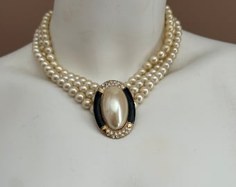 VINTAGE Choker, Gold Choker, Geschenk für Frau, Perlen Choker, Perlenkette, Jubiläumsgeschenk für sie, Hochzeitsschmuck, Perlenschmuck