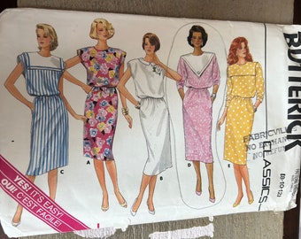 1986 VINTAGE dress Butterick 3680 sewing dress patterns  for PDF-vintage woman clothes sewing blueprints size 8-10-12