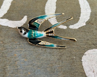 BLUE BIRD pin, bird jewelry, gift for her, sister gift, bird lover gift, mother day gift, bird pin brooch, flying bird jewelry, bird gift