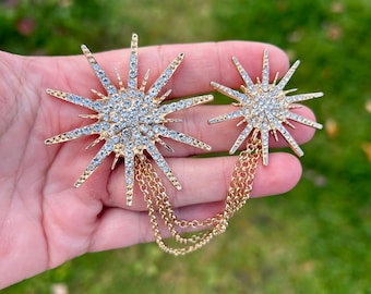 Brosche Clips, Vintage Gold Clips, Kleiderclips, Brosche Kleidungclips, Schalclips, Jahrestagsgeschenk, Geburtstagsgeschenk, Geschenk für Sie