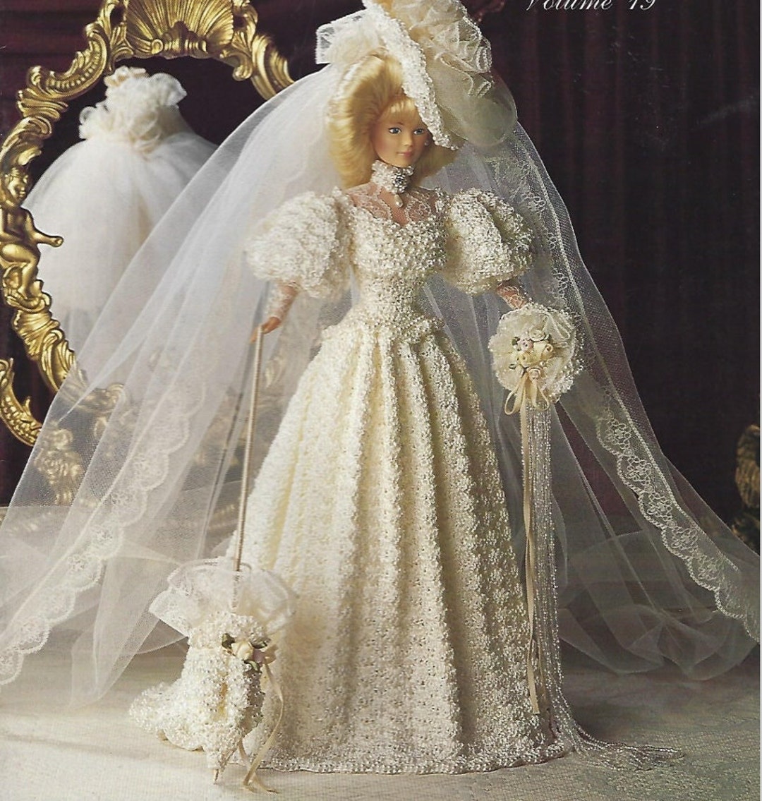 Crochet Pattern Pdf-bridal Fashion Doll Barbie Gown Crochet Vintage Pattern-crochet Blueprint-doll Dress Pattern Vol 19