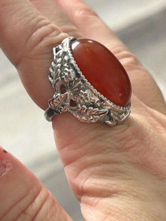 Orange carnelian-gemstone ring-statement ring-siz… - image 7
