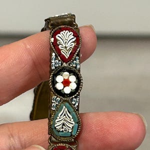 ITALIAN micro mosaic brass bracelet-mini art vintage bracelet- gift for her-Renaissance vintage bracelet- brass jewelry