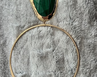 Malachit Bib Statement Halskette, verstellbarer grüner Edelstein Schmuck