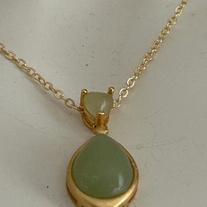 JADE JEWELRY good luck jewelry, vintage cameo gold necklace, gold dainty woman box chain, vintage cameo necklace jewelry, gift for her image 2
