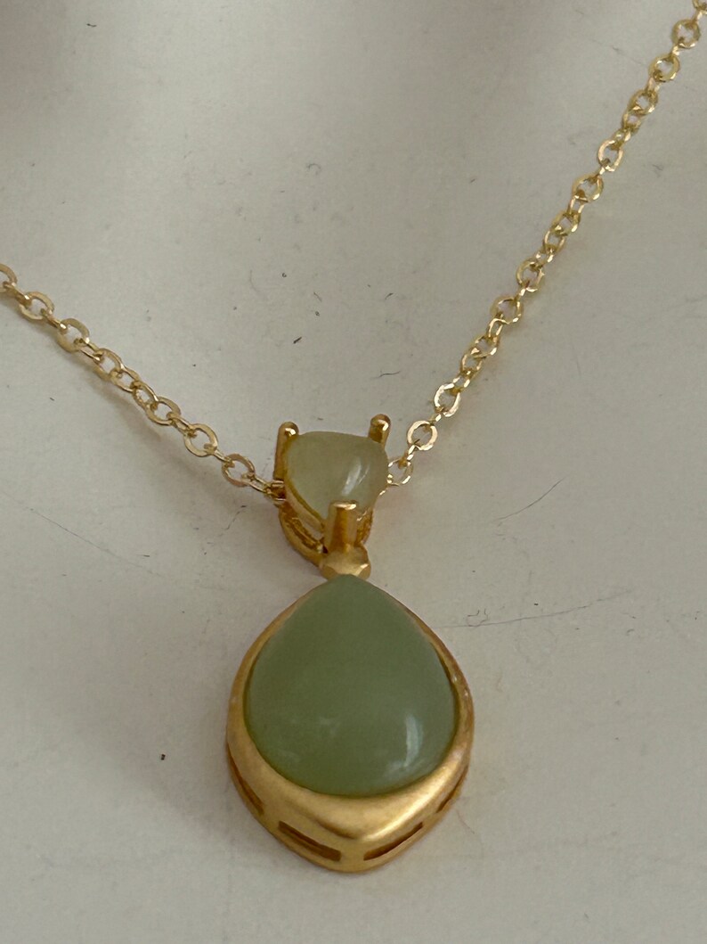 JADE JEWELRY good luck jewelry, vintage cameo gold necklace, gold dainty woman box chain, vintage cameo necklace jewelry, gift for her image 2