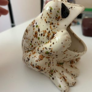 1980s Ceramic Frog Sponge Holder, Speckled Kitchen Decor