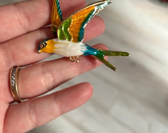 BLUE BIRD pin, bird jewelry, gift for her, sister gift, bird lover gift, mother day gift, bird pin brooch, flying bird jewelry, bird gift