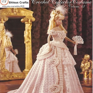 CROCHET PATTERN PDF-Victorian Fashion doll Barbie gown crochet vintage pattern-Crochet blueprint-Doll dress pattern-Anniversary gift for her