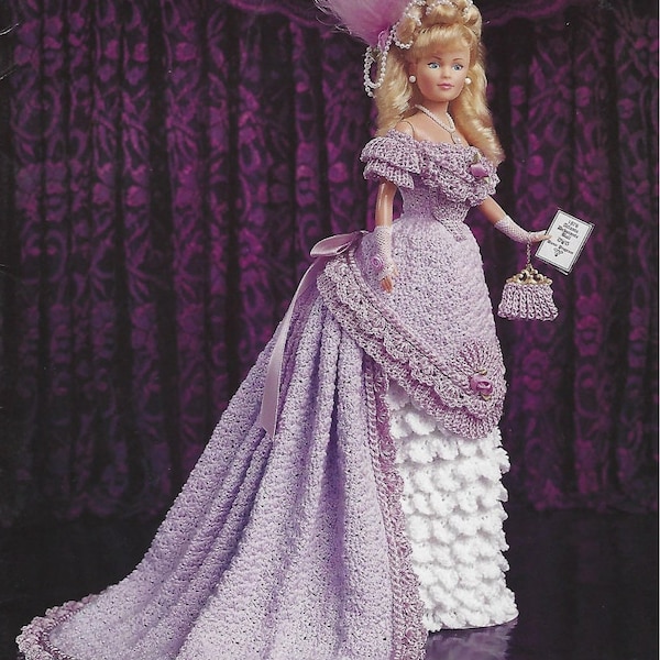 crochet pattern PDF-1876 Fashion doll Barbie gown crochet vintage pattern volume 32-Doll dress pattern-Birthday gift