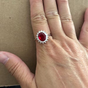 Ruby Silver Statement Ring, July Birthstone, Size 9 3/4 image 7