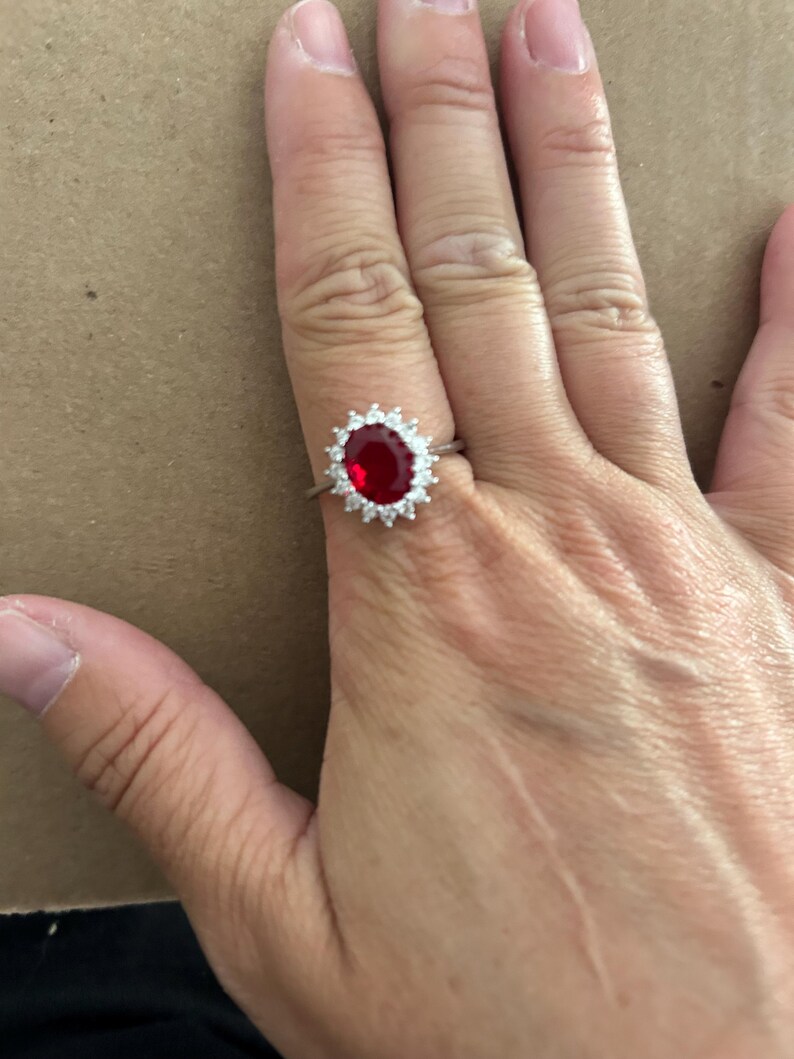 Ruby Silver Statement Ring, July Birthstone, Size 9 3/4 image 7