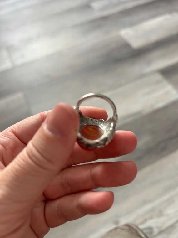 Orange carnelian-gemstone ring-statement ring-siz… - image 5