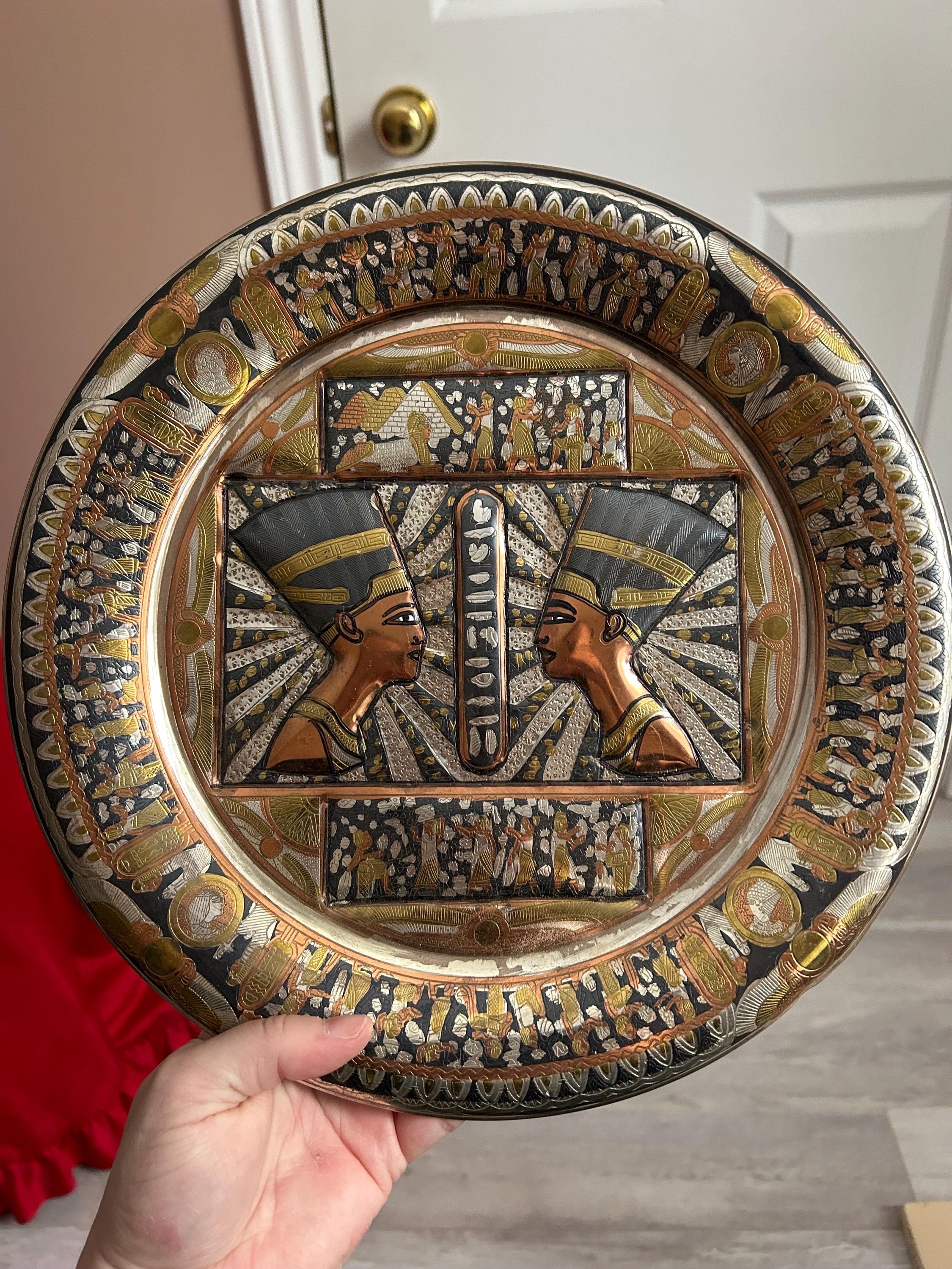 七宝焼き真鍮製エジプトプレート：ヴィンテージ壁掛け装飾（12