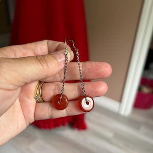 Carnelian Gemstone Dangle Earrings: Sterling Silver Jewelry