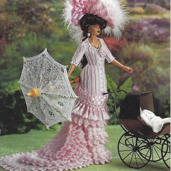 crochet pattern PDF-Victorian Fashion doll Barbie gown crochet vintage pattern-Crochet blueprint-Doll dress pattern Vol#74