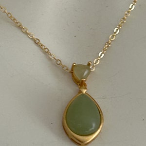 JADE JEWELRY good luck jewelry, vintage cameo gold necklace, gold dainty woman box chain, vintage cameo necklace jewelry, gift for her image 3