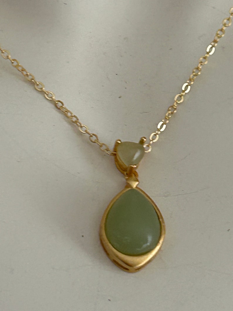 JADE JEWELRY good luck jewelry, vintage cameo gold necklace, gold dainty woman box chain, vintage cameo necklace jewelry, gift for her image 3