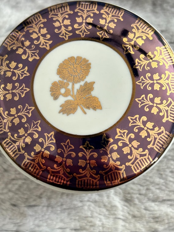 Floral Trinket Dish, Antique China Jewelry Box, Ring Dish