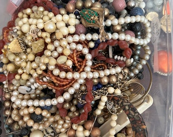 3lbs+ tangled WEARABLE JEWELRY vintage to mod.-costume jewelry mystery lot-jewelry making crafts destash wearable jewelry mix lot