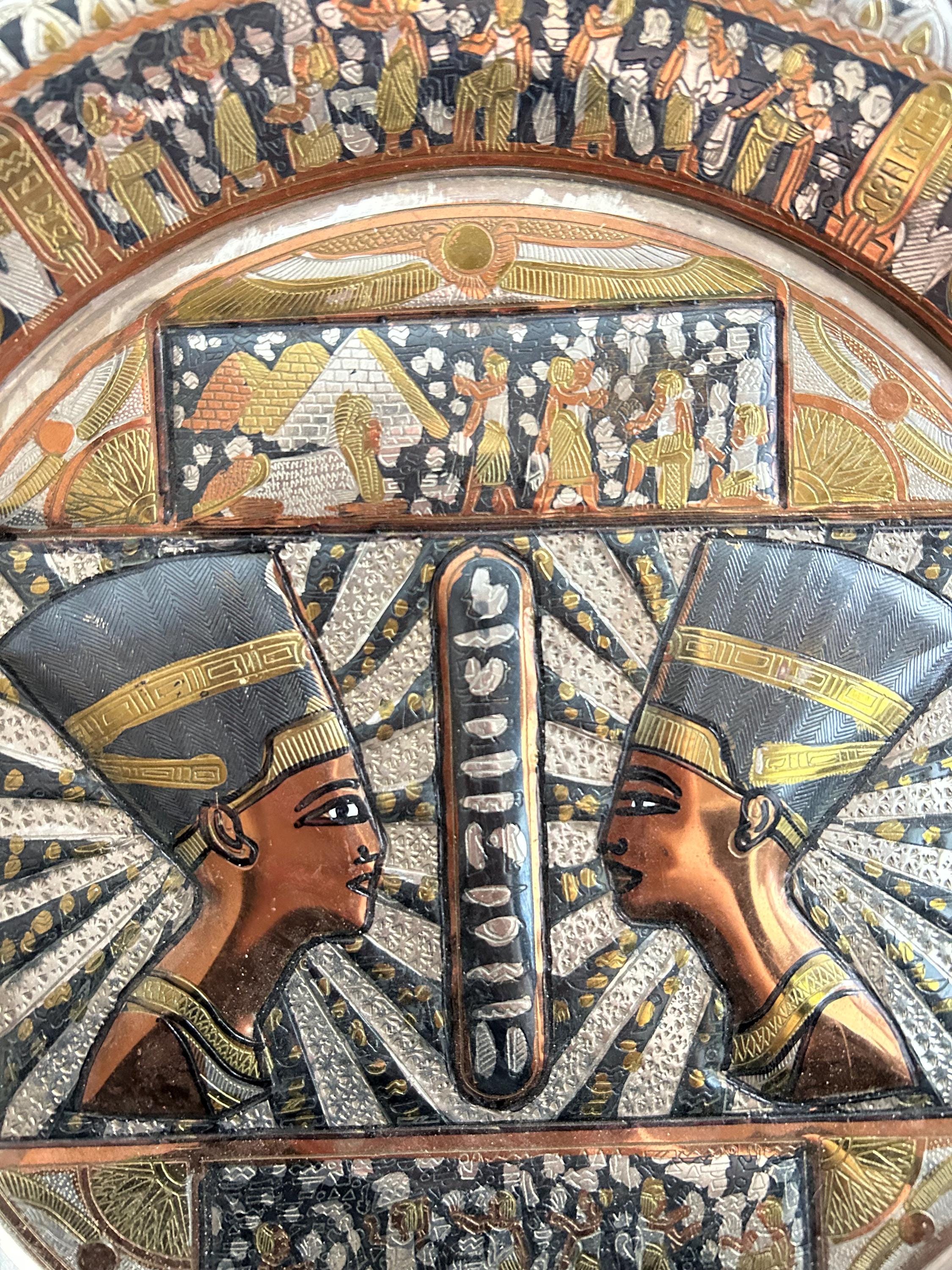 七宝焼き真鍮製エジプトプレート：ヴィンテージ壁掛け装飾（12