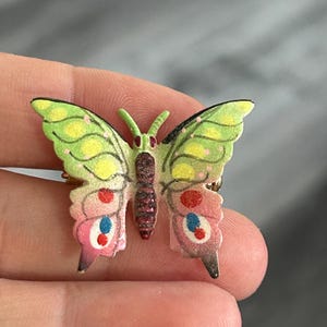 Vintage Colorful Butterfly Brooch - Hong Kong Insect Jewelry