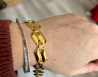 AVANT GARDE Filigree bracelet, woman gold charm bracelet, vintage gold chain jewelry bracelet, gift for her Christmas stocking stuffers