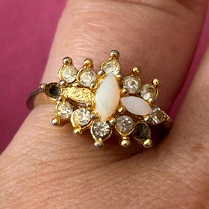 OPAL statement ring-woman ring-size 6 gold band cocktail ring-celestial October birthstone- designer fashion ring