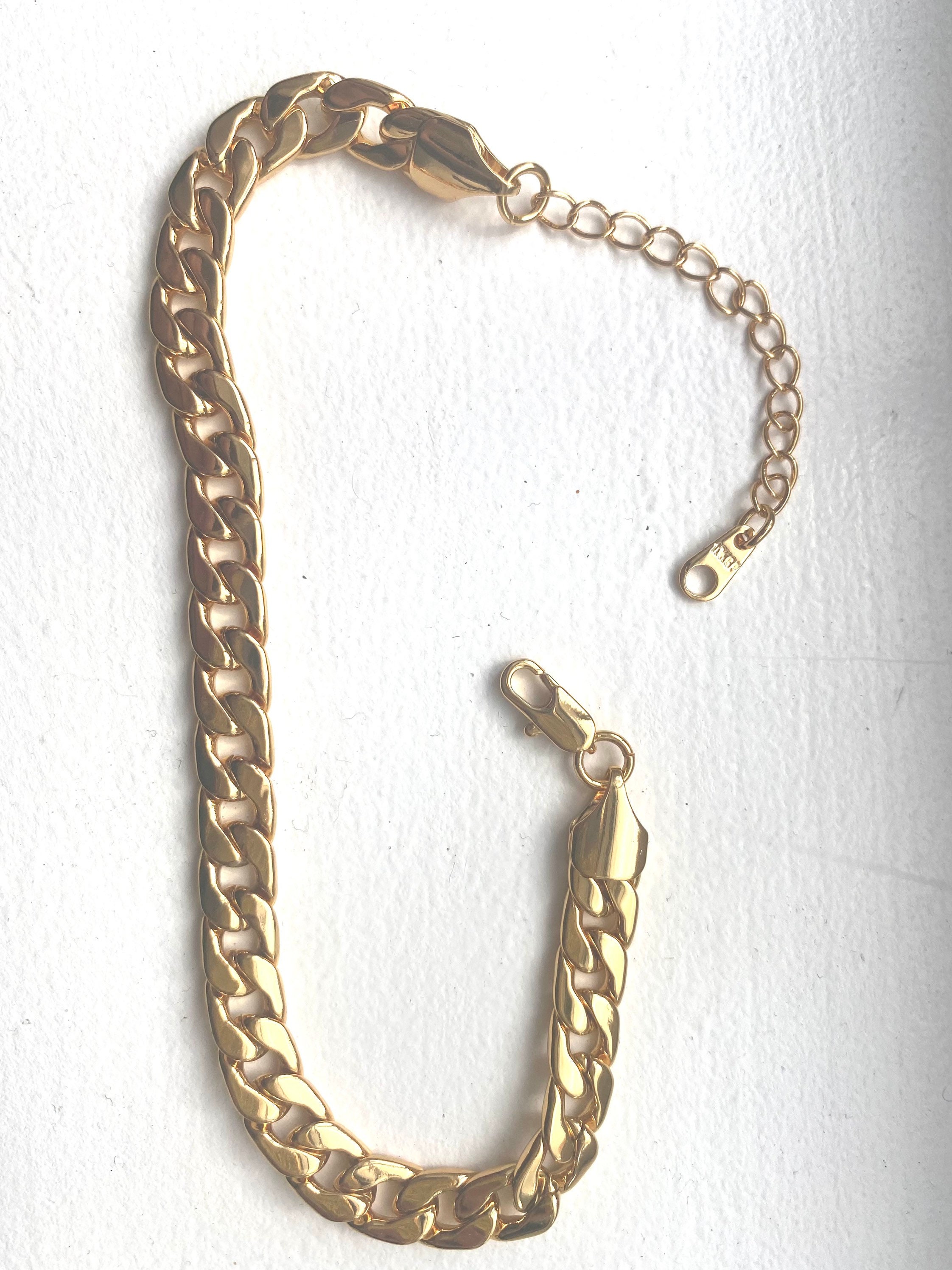 14kgp Gold Curb Chain Bracelet Men Jewelry Groom Gift Men Gift