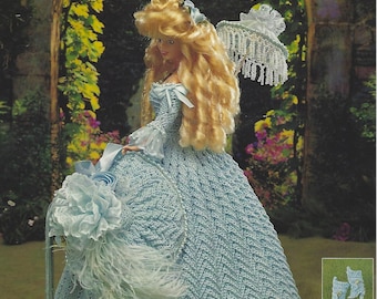 crochet pattern PDF-Victorian Fashion doll Barbie gown crochet vintage pattern-Crochet blueprint-Doll dress pattern-Anniversary gift for her