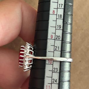 Ruby Silver Statement Ring, July Birthstone, Size 9 3/4 image 2