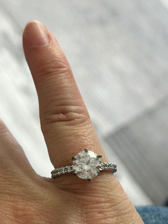 Sterling Silver Princess Cut Engagement Ring, Stackable Wedding Band, Size 5