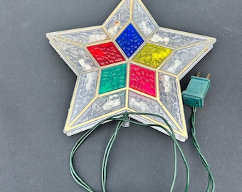 Vintage 1980s Star Tree Topper, Colorful Christmas Ornament